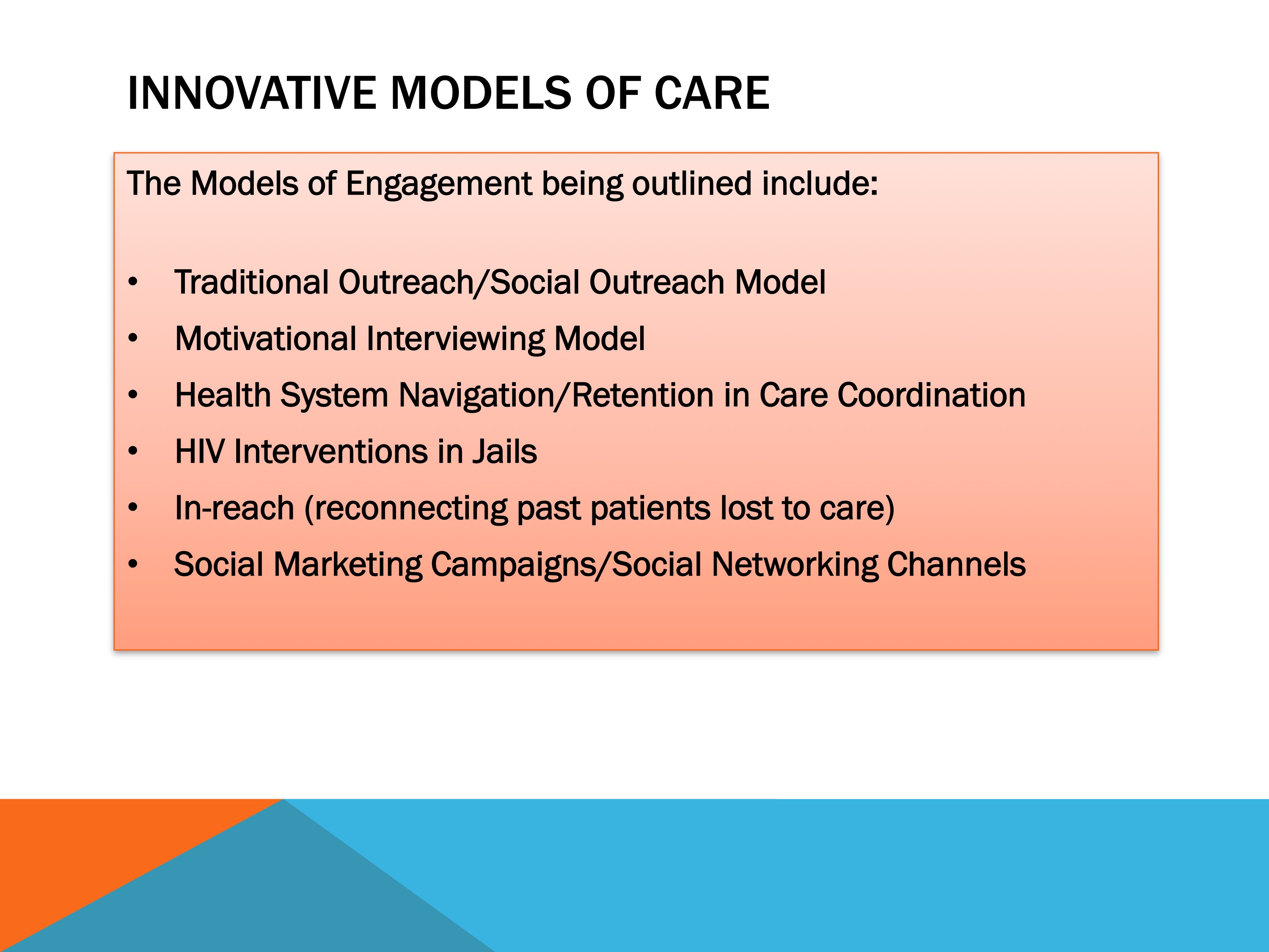 Innovative Models of Care